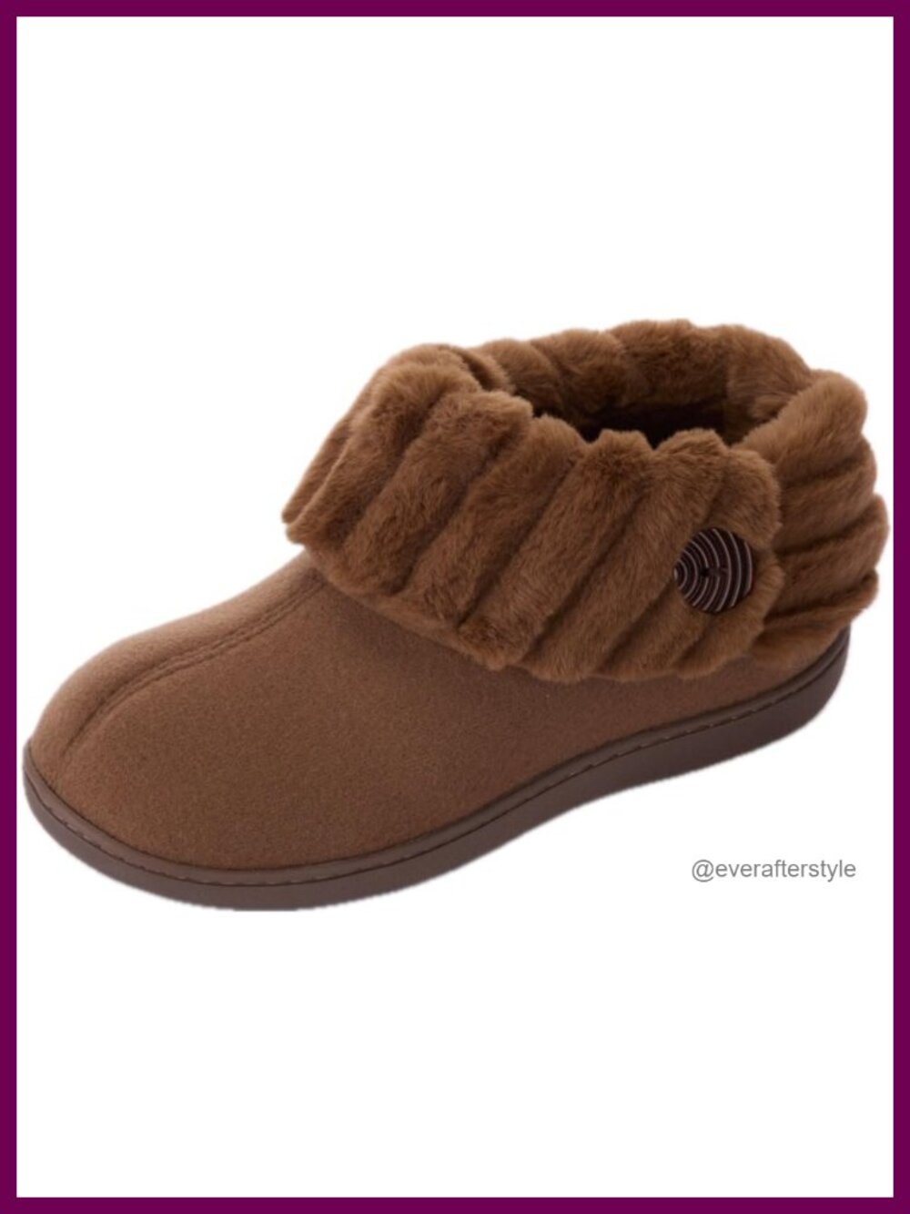 Fuzzy Collar Memory Foam Bootie Slippers Non-Slip House Shoes
